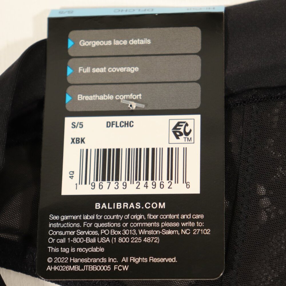 NWT Bali One Smooth U Hi-Cut Panties in Black #DHLCHC Size Small - Picture 7 of 9